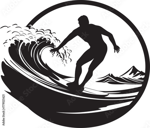 Catch the Wave Dynamic Surfer Vector Icon Logo Wave Rider Vector Logo Illustration of a Surfer Mastering the Waves