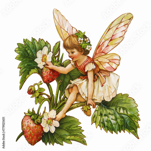 Strawberry Fairy watercolor paint 