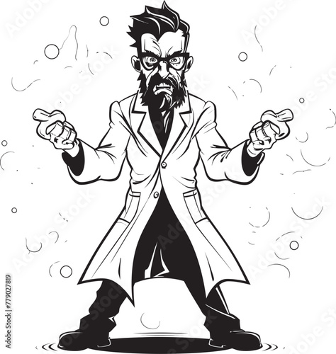 Angry Genius Dynamic Doctor Emblem Brilliant Outrage Striking Doctor Vector Symbol