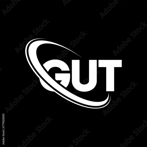 GUT logo. GUT letter. GUT letter logo design. Initials GUT logo linked with circle and uppercase monogram logo. GUT typography for technology, business and real estate brand.
