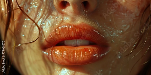 close up of beautiful woman lips after aesthetic medicine 