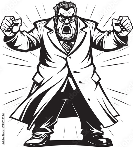 Healing Fury Expressive Doctor Icon Wrathful Genius Striking Doctor Vector Emblem