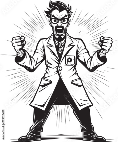 Furious Care Expressive Doctor Vector Emblem Wrathful Healing Powerful Doctor Symbol