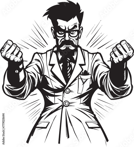 Angry Authority Dominant Doctor Vector Logo Design Wrathful Wisdom Vibrant Doctor Icon in Vector