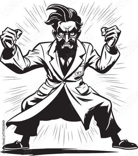 Wrathful Mastery Dynamic Doctor Emblem Brilliant Outburst Powerful Doctor Icon in Vector