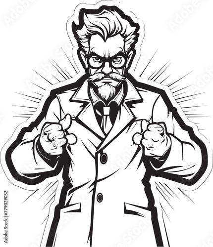 Angry Genius Enraged Doctor Vector Logo Icon Brilliant Outrage Powerful Doctor Vector Logo Design