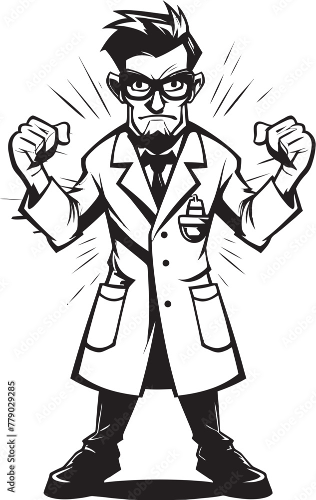 Angry Genius Commanding Doctor Vector Logo Design Brilliant Outrage Powerful Doctor Vector Logo Icon