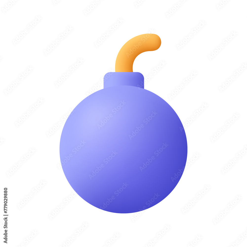Bomb with wick. 3d vector icon. Cartoon minimal style. Bomb with wick. 3d vector icon. Cartoon minimal style.