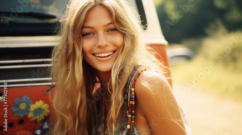 a photo of a female hippie created with Generative AI technology