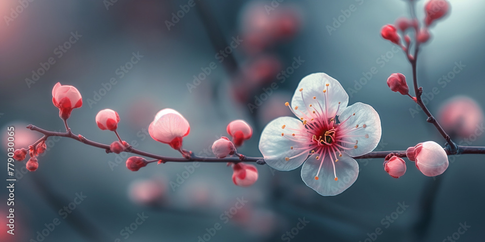 Viele schöne pink farbige Kirschblüten als Hintergrundmotiv und Druckvorlage, ai generativ