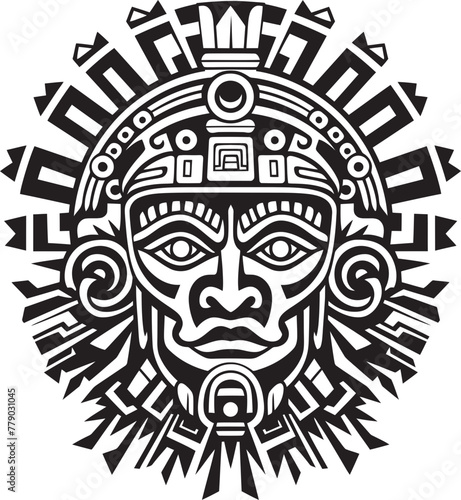 Echoes of Aztec Civilization Vintage Drawing Icon Vector Logos Antique Aztec Art Revived Drawing Icon Vector Logos