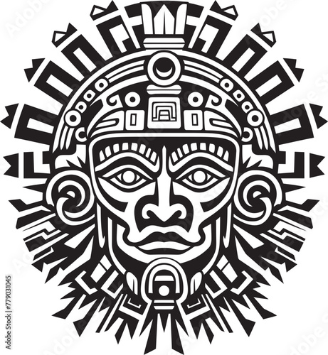 Echoes of Aztec Civilization Vintage Drawing Icon Vector Logos Antique Aztec Art Revived Drawing Icon Vector Logos