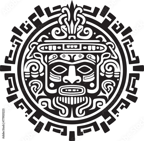 Celebrating Aztec Civilization Antique Drawing Icon Logos Ancient Aztec Drawings Brought to Life Vector Logos