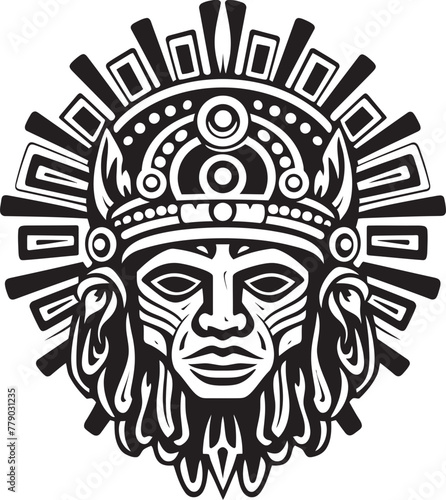 Fototapeta Naklejka Na Ścianę i Meble -  Ancient Aztec Drawings Brought to Life Vector Logos Iconic Aztec Symbols Antique Drawing Icon Vector Logos