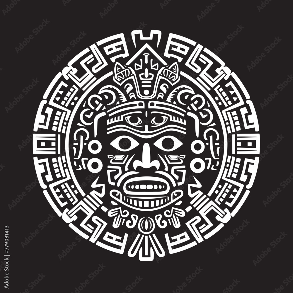Antique Aztec Artistry Restored Drawing Icon Vector Logos Vector Logos ...