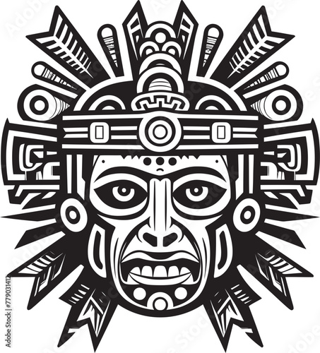 Antique Aztec Iconography Rediscovered Vintage Drawing Icon Logos Vintage Aztec Cultural Resurgence Antique Drawing Icon Logos
