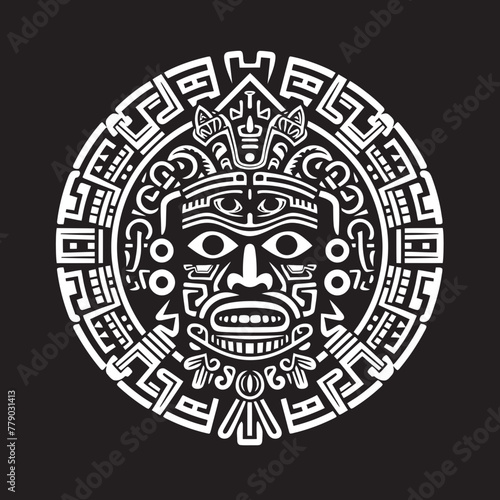 Antique Aztec Artistry Restored Drawing Icon Vector Logos Vector Logos Reviving Aztec Cultural Legacy Antique Drawing Icons