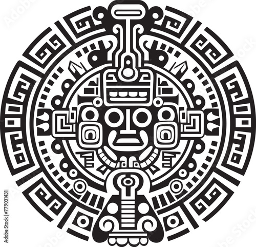 Ancient Aztec Art Celebrated Vintage Drawing Icon Logos Vintage Tributes to Aztec Artistry Antique Drawing Icon Logos