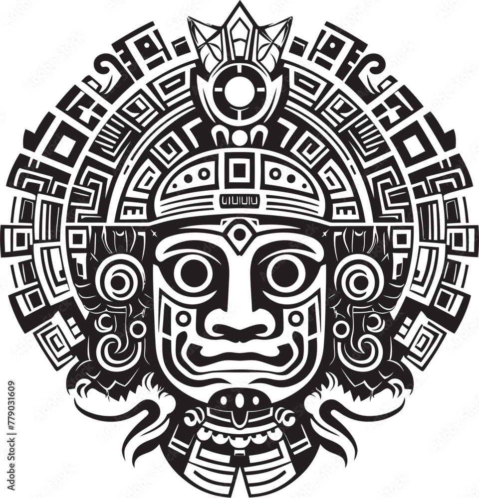 Vintage Aztec Artistry in Vector Iconic Drawing Icon Logos Ancient Aztec Heritage Captured Vector Logo Depictions