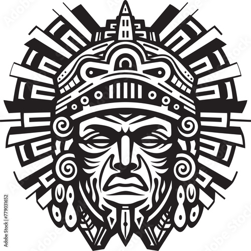Antique Aztec Iconography Rediscovered Drawing Icon Vector Logos Vintage Aztec Inspirations Renewed Antique Drawing Icon Logos