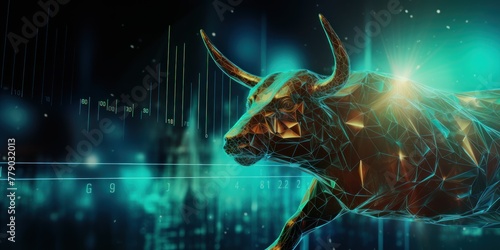 Turquoise stock market charts going up bull bullish concept, finance financial bank crypto investment growth background pattern with copy space for design 