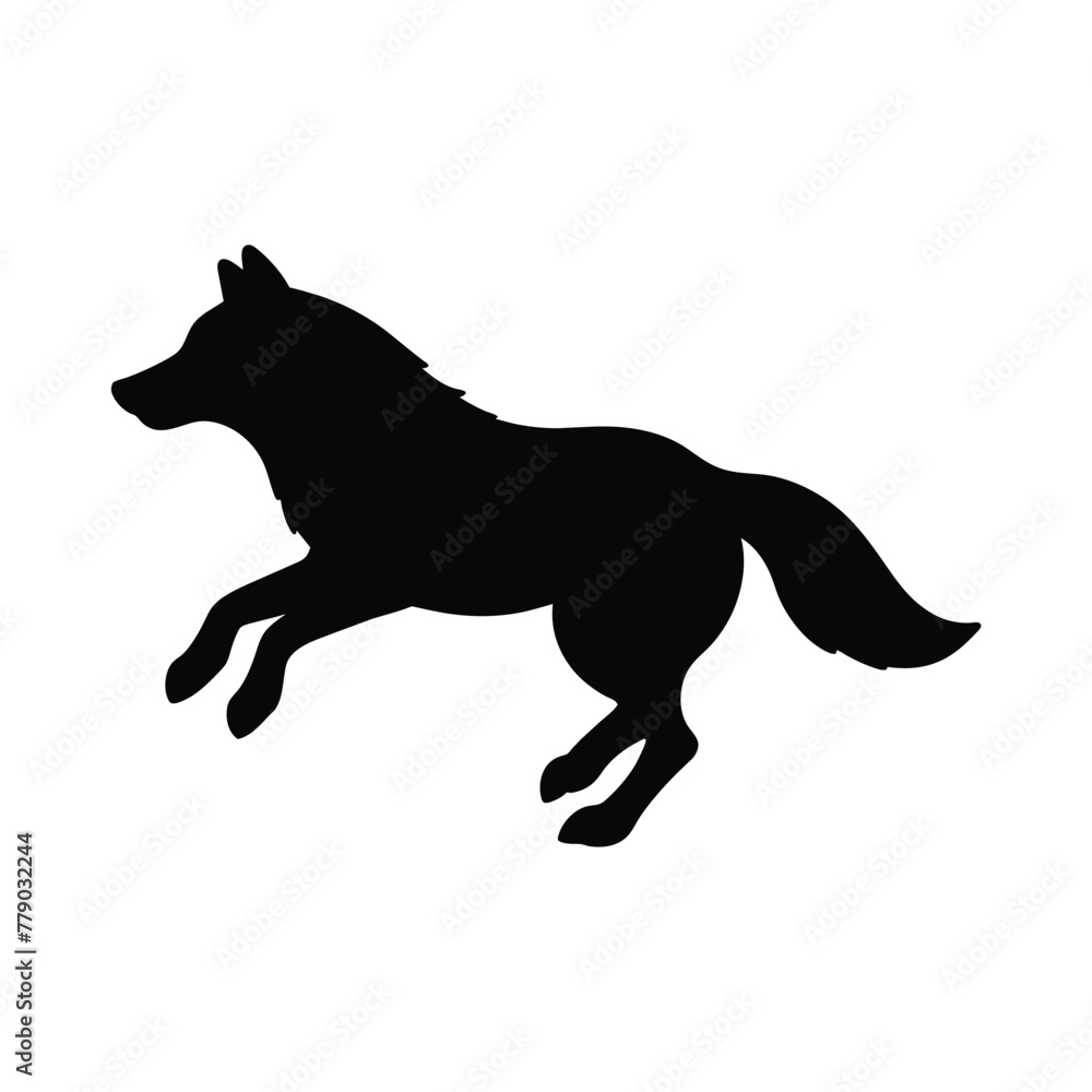 silhouette of wolf on white