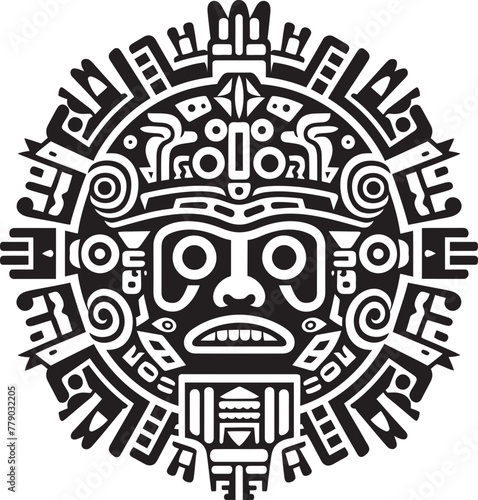 Celebrating Antique Aztec Art Vector Logos Echoes of Aztec Civilization Vector Design Icons