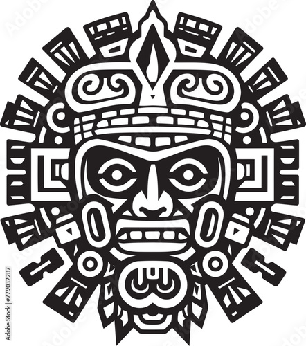 Legacy of Aztec Civilization Antique Drawing Icon Vector Logos Vector Tributes to Aztec Art Antique Drawing Icons