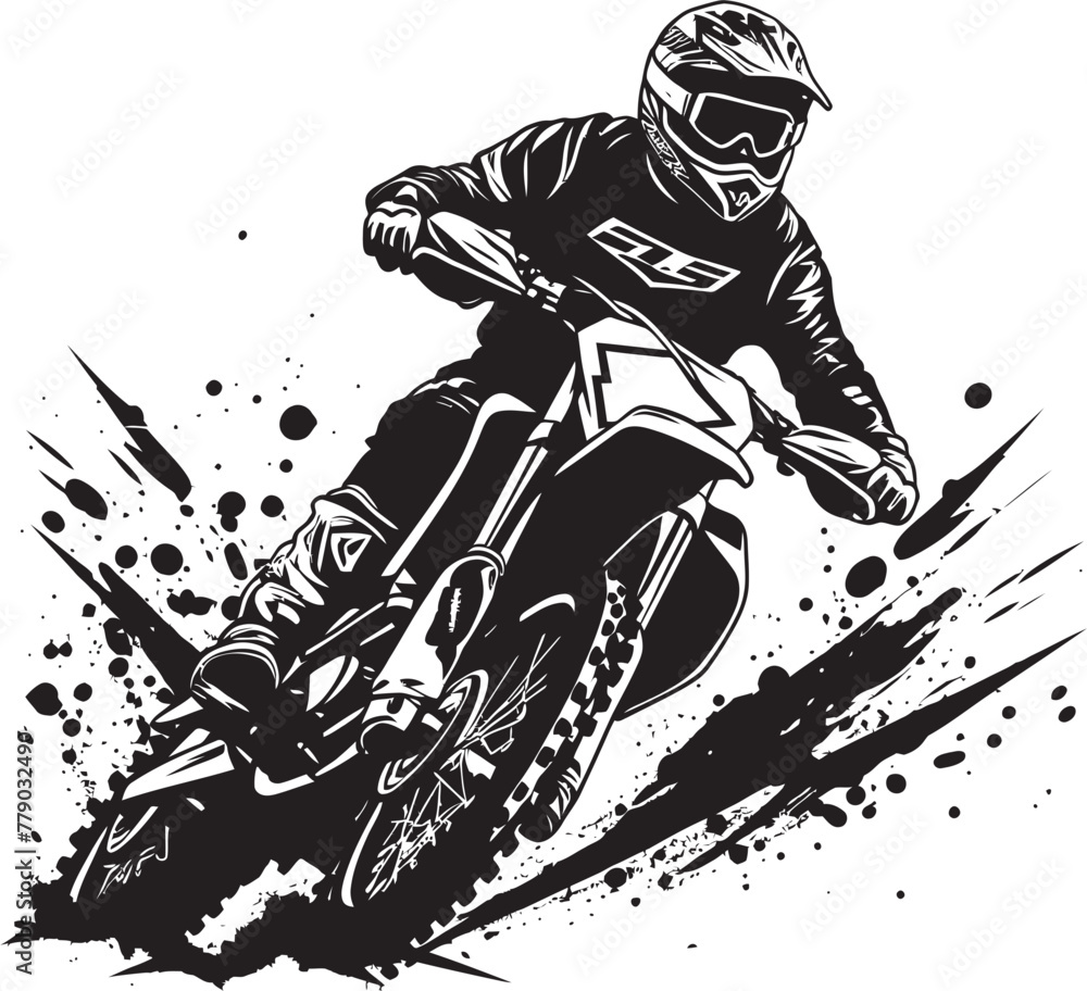 Obraz premium Daredevil Rider Dirt Bike Rider Vector Logo Design Off Road Maverick Dirt Bike Rider Icon in Vector