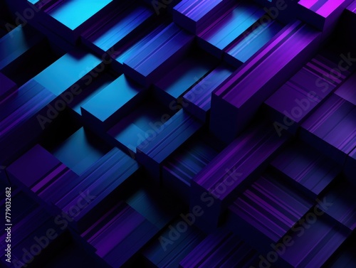 Violet and black modern abstract squares background with dark background in blue striped in the style of futuristic chromatic waves  colorful minimalism pattern 