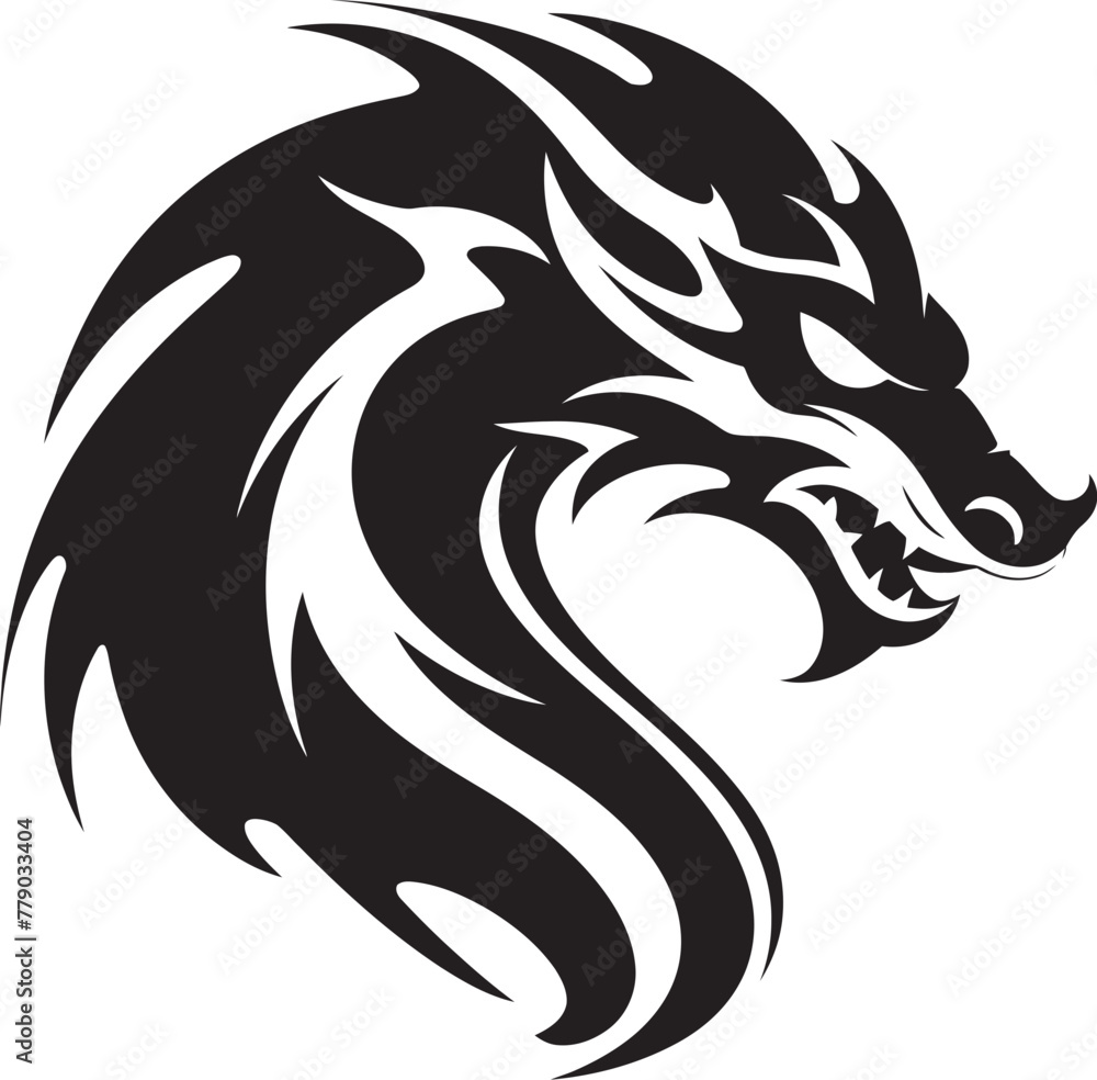 Fiery Dragon Profile Cartoon Head Tattoo Vector Logo Design Legendary Dragon Ink Cartoon Tattoo Vector Logo Icon Fiery Dragon Profile Cartoon Head Tattoo Vector Logo Design Legendary Dragon Ink Cartoon Tattoo Vector Logo Icon
