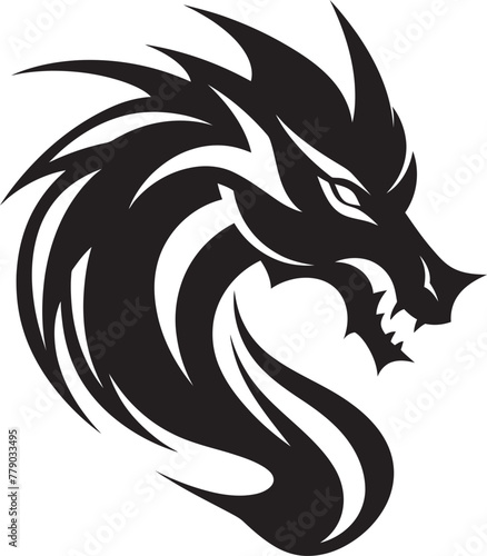 Enchanting Dragon Art Cartoon Head Tattoo Vector Logo Dynamic Dragon Design Cartoon Head Tattoo Vector Logo Icon