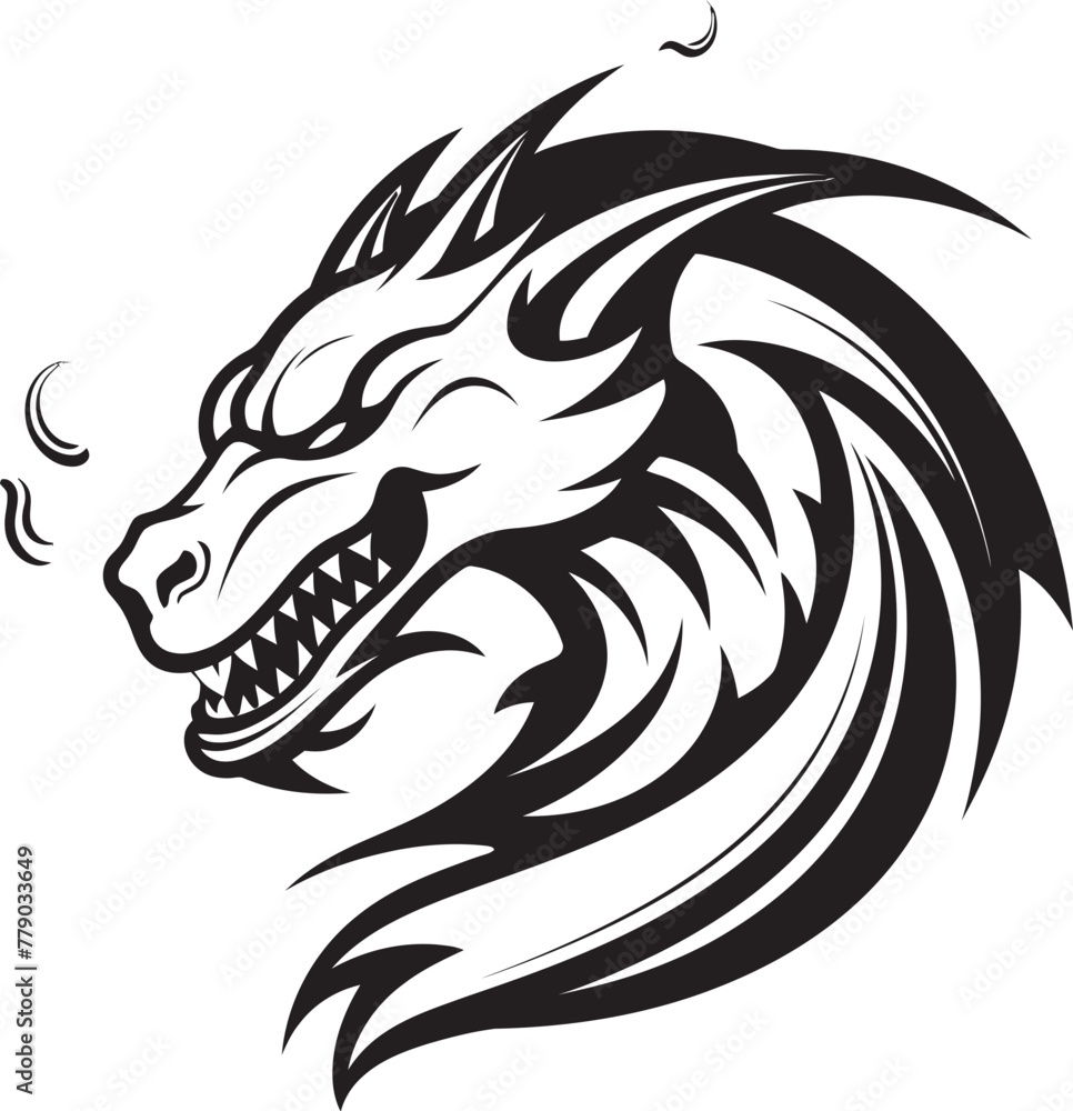 Vibrant Dragon Art Cartoon Head Tattoo Vector Logo Design Bold Dragon Profile Cartoon Tattoo Vector Logo Icon Vibrant Dragon Art Cartoon Head Tattoo Vector Logo Design Bold Dragon Profile Cartoon Tattoo Vector Logo Icon