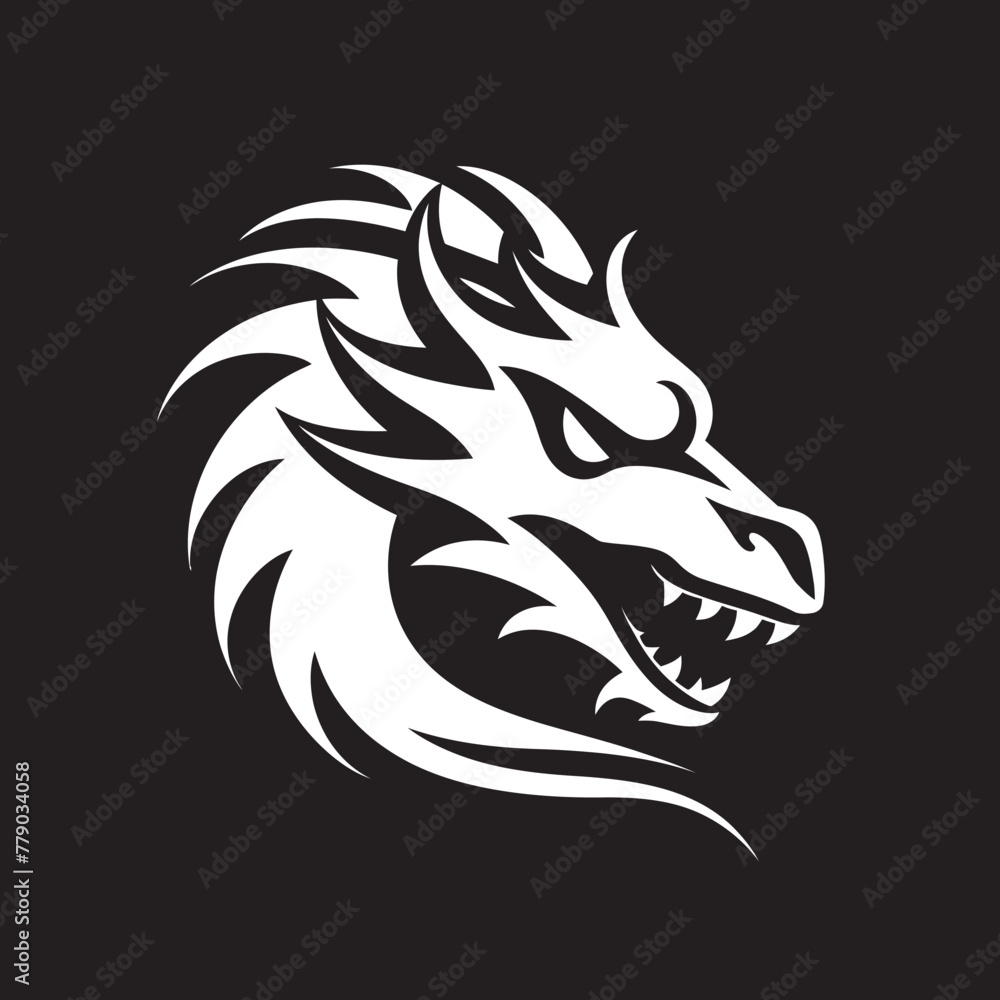 Vibrant Dragon Head Cartoon Head Tattoo Vector Logo Icon Enchanting Dragon Ink Cartoon Head Tattoo Vector Logo Design