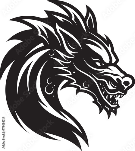 Vibrant Dragon Art Cartoon Head Tattoo Vector Logo Icon Fantasy Dragon Profile Cartoon Head Tattoo Vector Logo