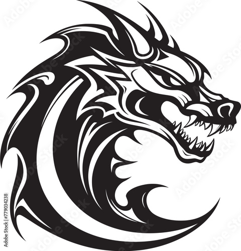 Wallpaper Mural Dynamic Dragon Illustration Cartoon Tattoo Vector Logo Icon Enigmatic Dragon Profile Cartoon Head Tattoo Vector Logo Design Torontodigital.ca