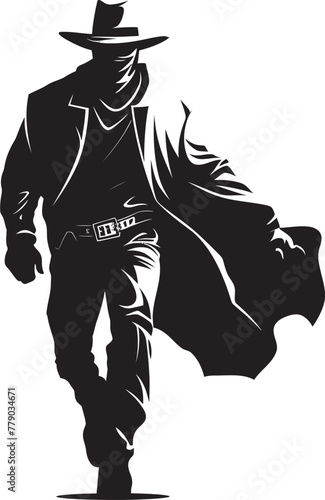 Western Wiles Cartoon Masked Cowboy Robber Vector Logo Wanted Poster Inspiration Cartoon Cowboy Robber Icon Design