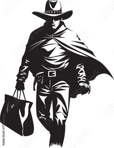 Wanted Poster Inspiration Cartoon Cowboy Robber Icon Design Rustlers Retreat Cartoon Masked Cowboy Robber Emblem