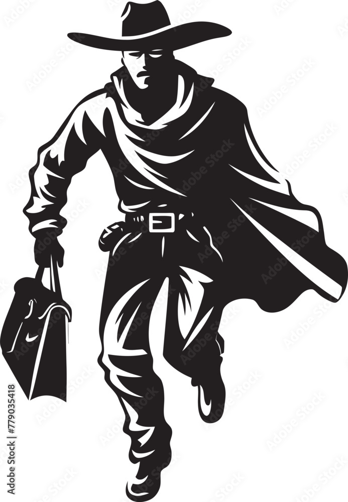 Western Wandering Cartoon Cowboy Robber Vector Logo Dusty Trails and Booty Masked Cowboy Robber Vector Logo Design