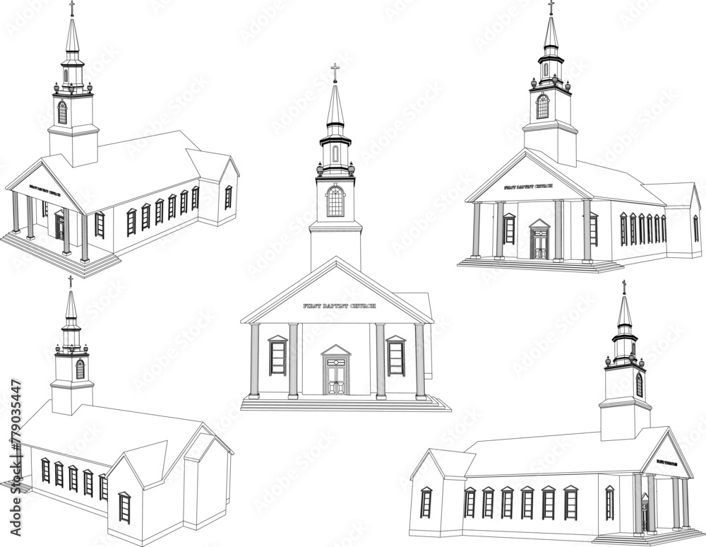 illustration sketch design vector image of the holy church building of Catholic Christians
