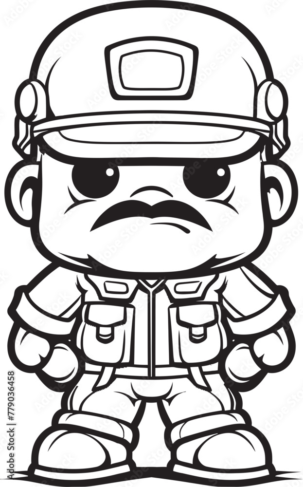 Obraz premium Whimsical War Heroes Cartoon Soldier Doodle Logo Design Bold Brushstroke Brigade Doodle Soldier Vector Icon
