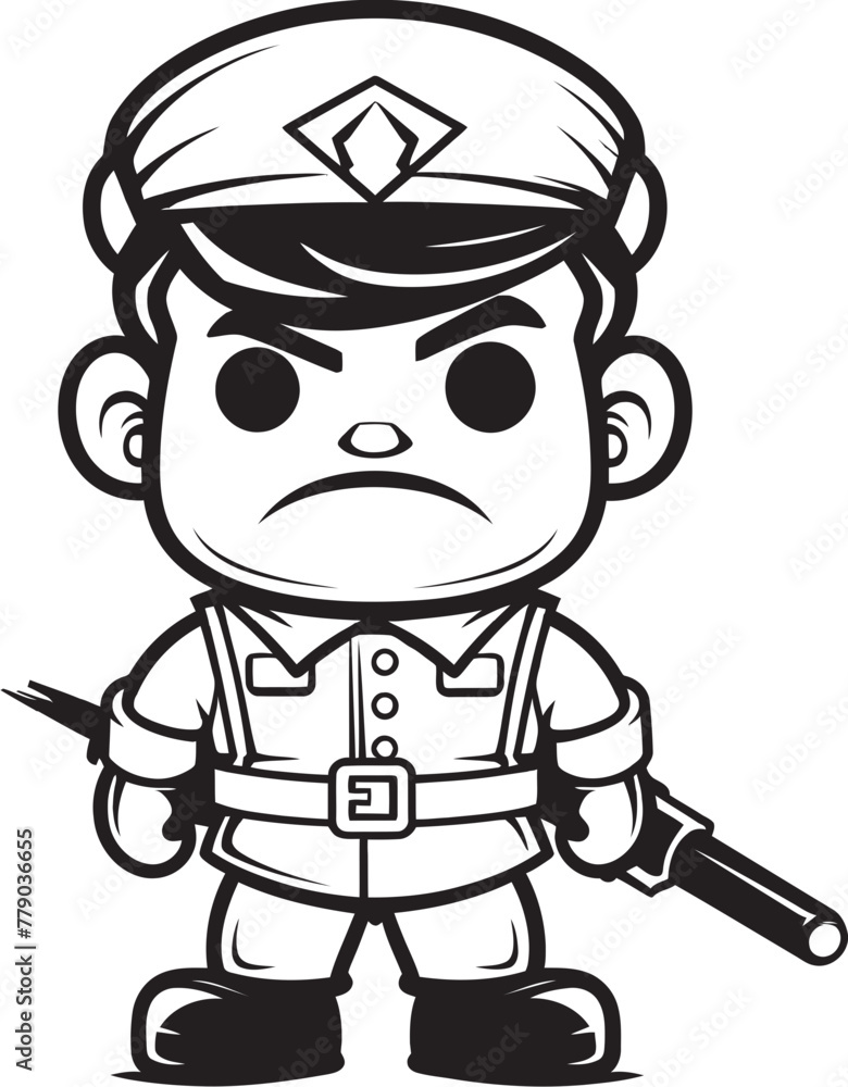 Doodle Soldier Squadron Cartoon Soldier Doodle Vector Icon Playful Patrol Platoon Doodle Soldier Emblem