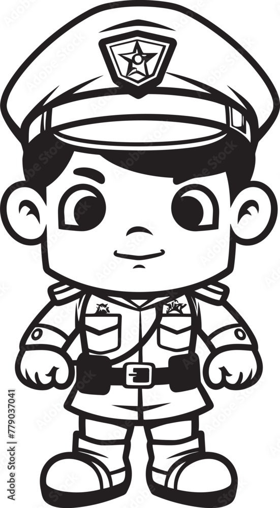 Courageous Caricature Cartoon Soldier Logo Design Artistic Avenger Doodle Soldier Vector Icon
