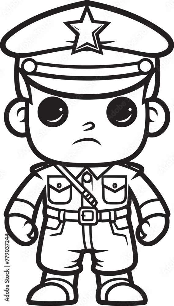 Fototapeta premium Artistic Avenger Doodle Soldier Vector Icon Sketchy Soldier Squad Cartoon Doodle Vector Logo
