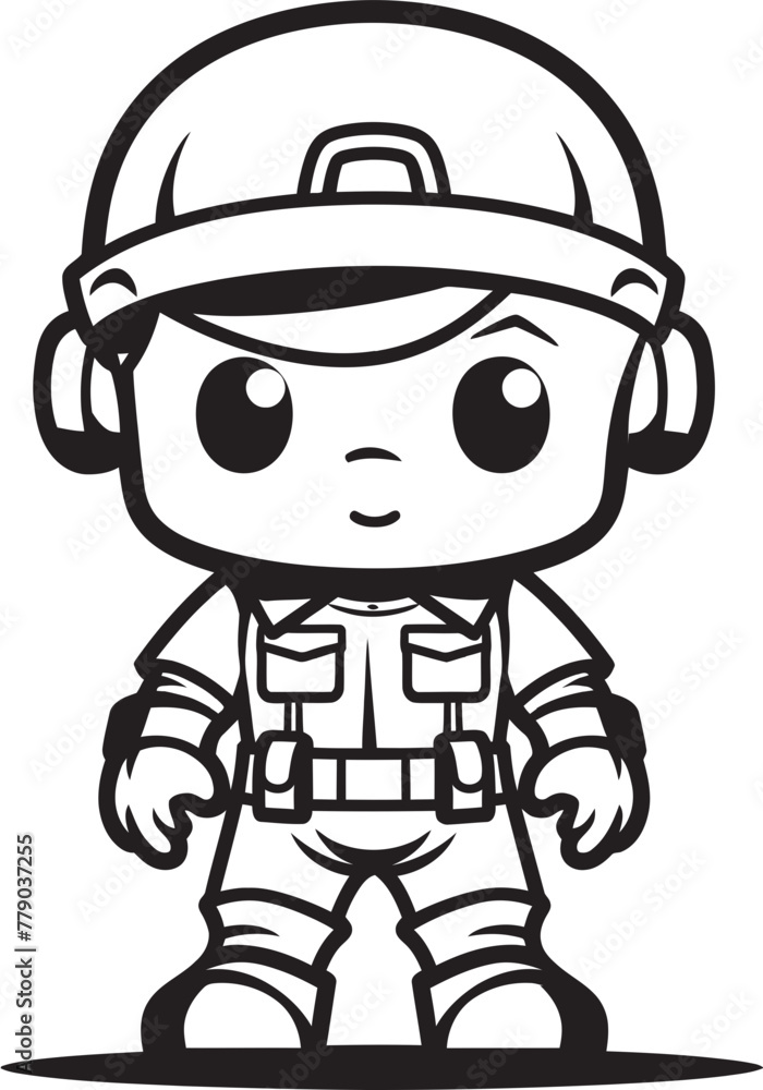 Brave Brushstroke Battalion Doodle Soldier Vector Logo Scribbled Sentinel Squad Cartoon Doodle Soldier Icon