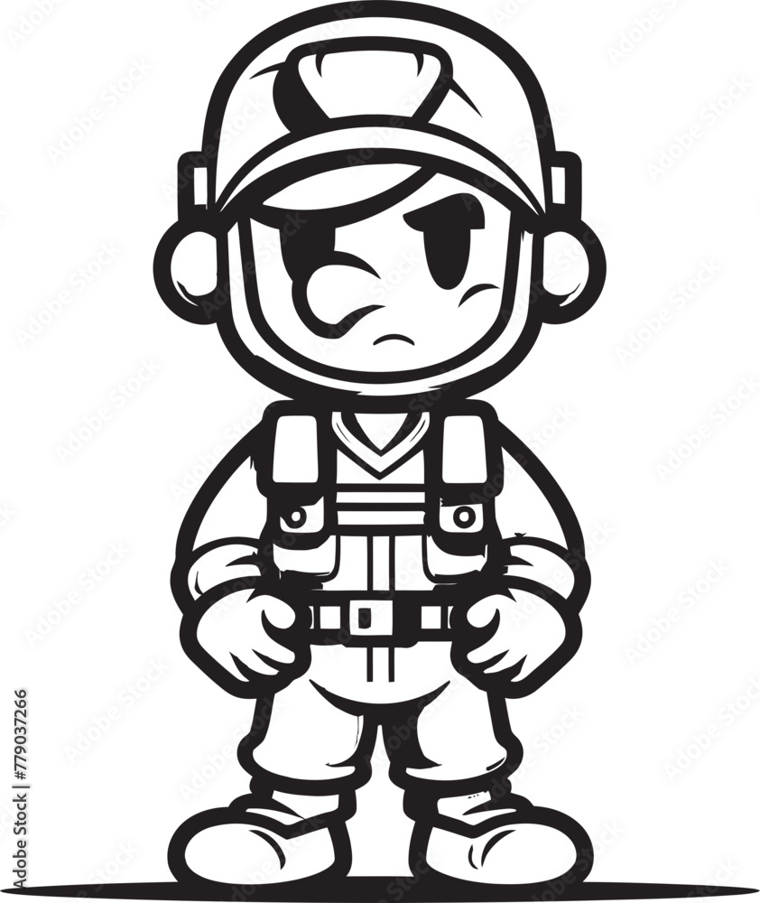 Courageous Caricature Company Cartoon Soldier Vector Icon Artistic Avenger Alliance Doodle Soldier Emblem