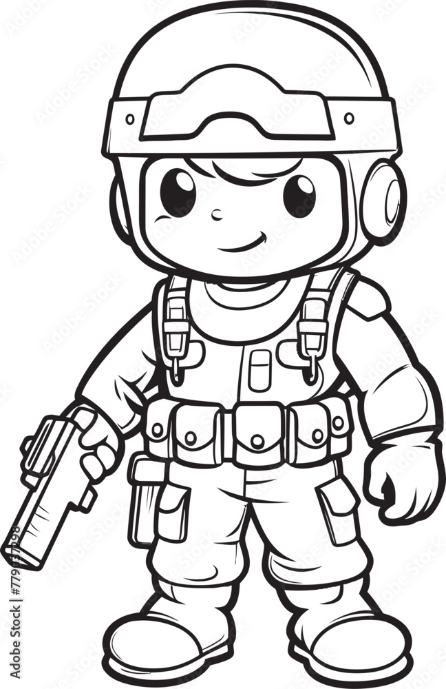 Courageous Cartoon Combatants Doodle Soldier Emblem Sketchy Sentinel Squad Cartoon Doodle Soldier Logo Design