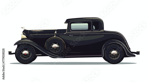 Vector illustration of black retro car isolated on © iclute4