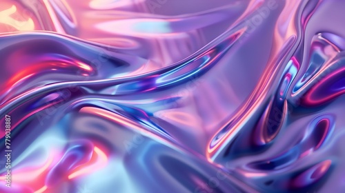 Wallpaper Mural Captivating Holographic Fluid Waves Forming a Mesmerizing Neon-Infused Abstract Background with Vibrant Prismatic Hues in Dynamic Motion Torontodigital.ca