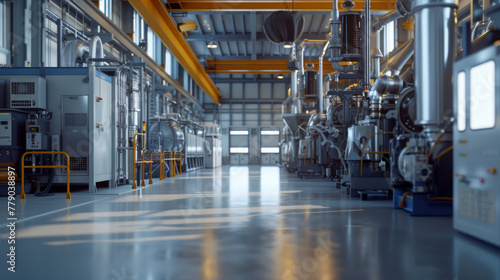 A cutting-edge plastic extrusion plant with extruders and cooling systems, momentarily silent but ready to produce plastic profiles and tubing